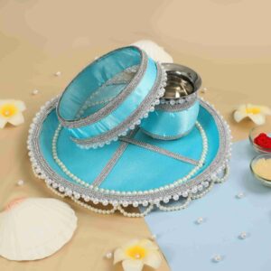 Elegant Blue Karwa Chauth Thali set