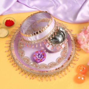 Luxury Lavender Karwa Chauth Thali Set