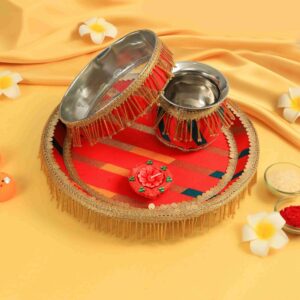 Traditional Red Karwa Chauth Thali Set