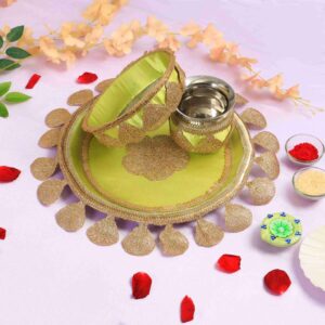 Luxury Green Karwa Chauth Thali Set