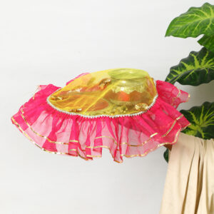 Charming Pink & Yellow Round Thali Cover