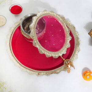 Blissful Pink Karwa Chauth Thali Set