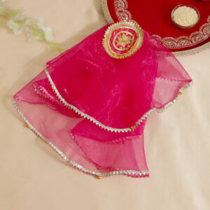Dazzling Pink Gota Patti Thali Cover