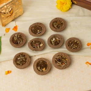 eco-friendly-handmade-cow-dung-diyas-with-samagri-set-of-9
