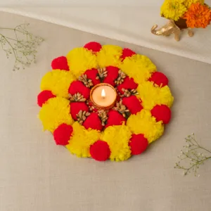 handmade-red-and-yellow-pompom-t-light-holder-with-floral-design